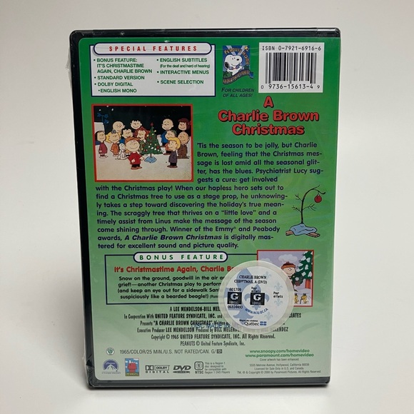 3/25$ A Charlie Brown Christmas NEW SEALED DVD - Picture 2 of 5